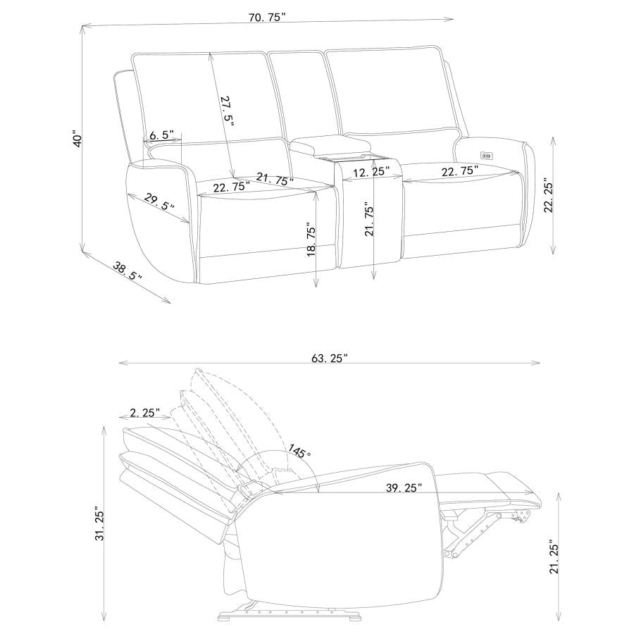 Sylmar Power Reclining Loveseat DOVE GREY