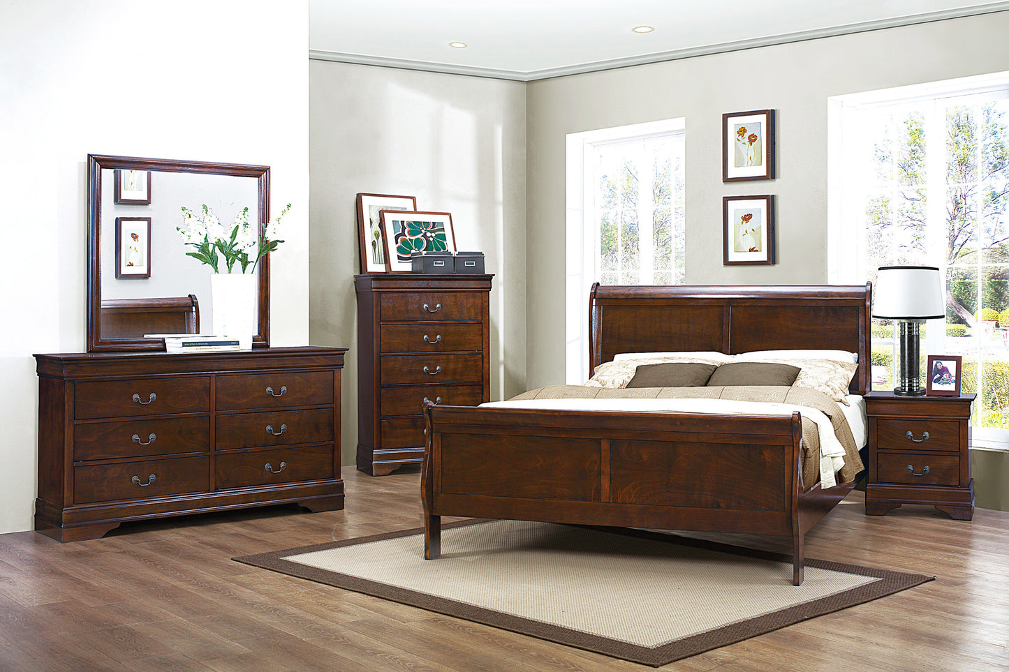 Mayville Queen Sleigh Bed CHERRY