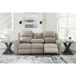 Lavenhorne REC Sofa w/Drop Down Table PEBBLE