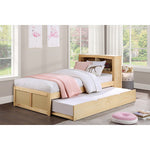 BartlyTwin Bookcase Platform Bed with Twin Trundle NATURAL