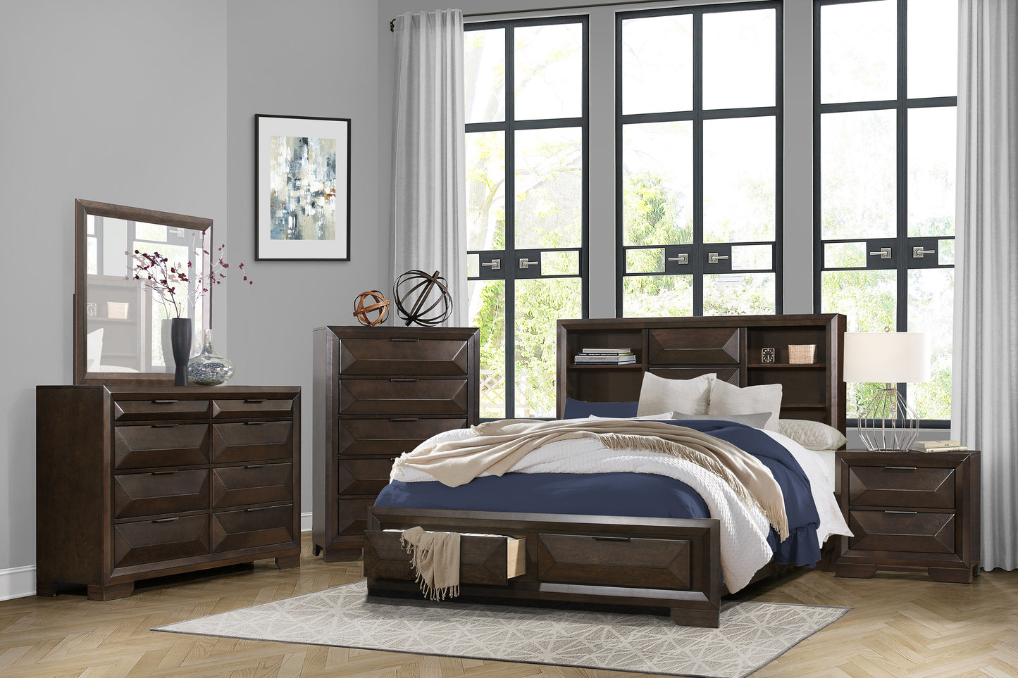 Chesky Queen Storage Platform Bed WARM EXPRESSO