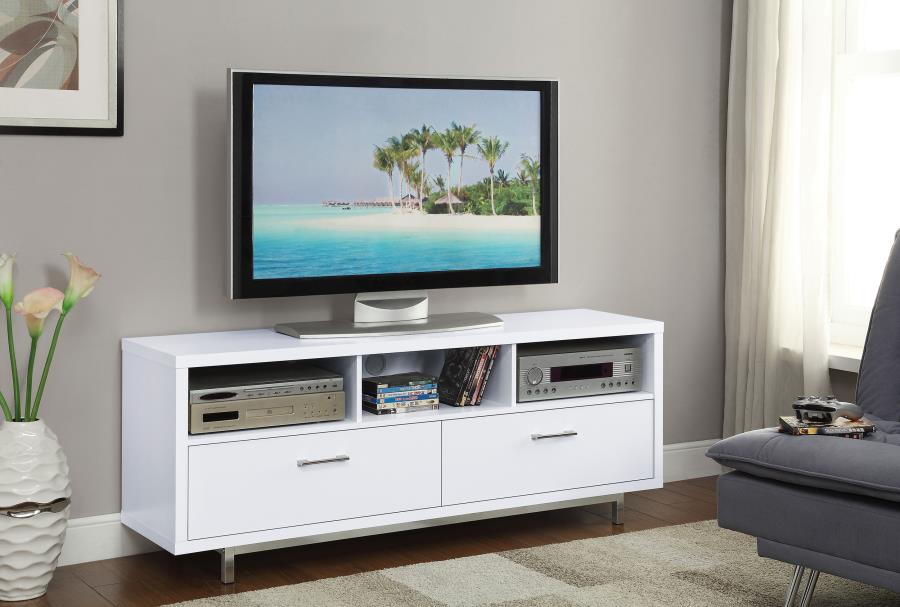 CASEY 2-DRAWER ENGINEERED WOOD 60-INCH TV STAND WHITE