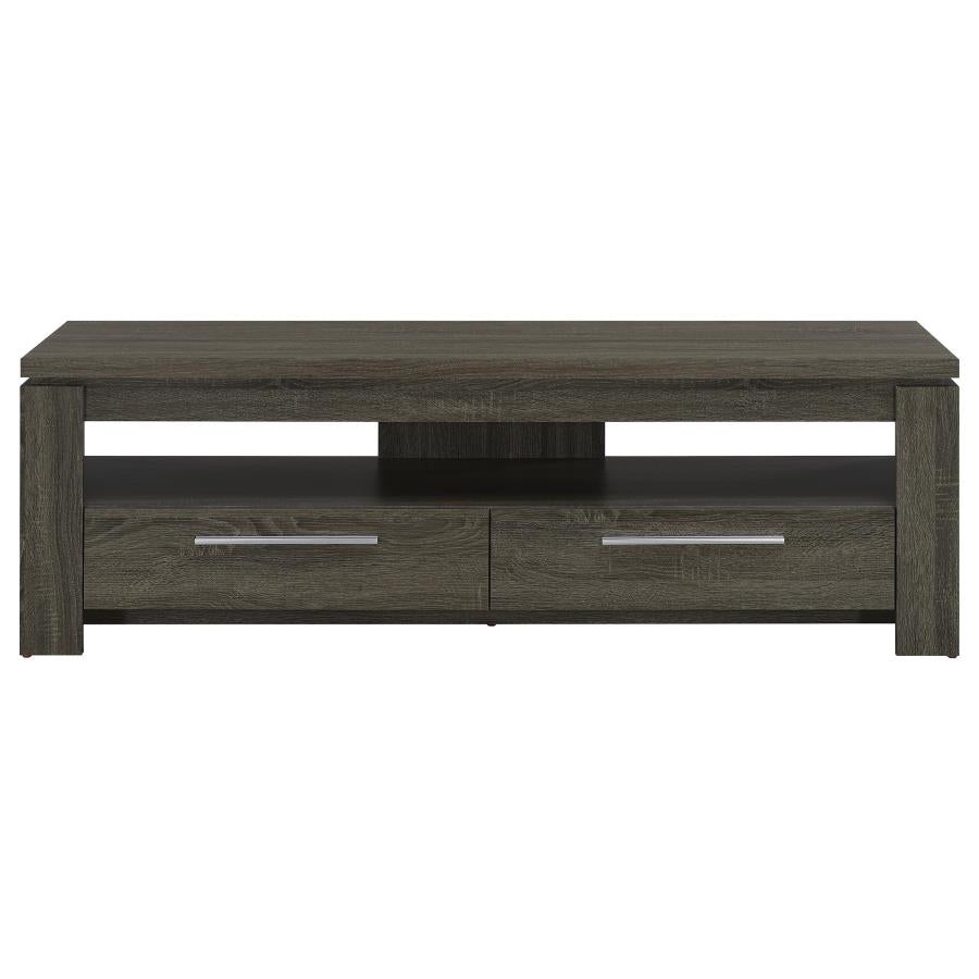 ELKTON 2-DRAWER ENGINEERED WOOD 59-INCH TV STAND WEATHERED GREY