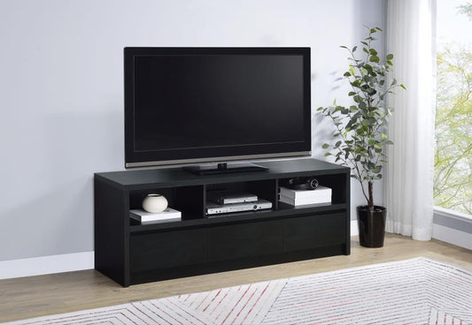 RUTLAND 59-INCH 3-DRAWER TV STAND MEDIA CONSOLE BLACK