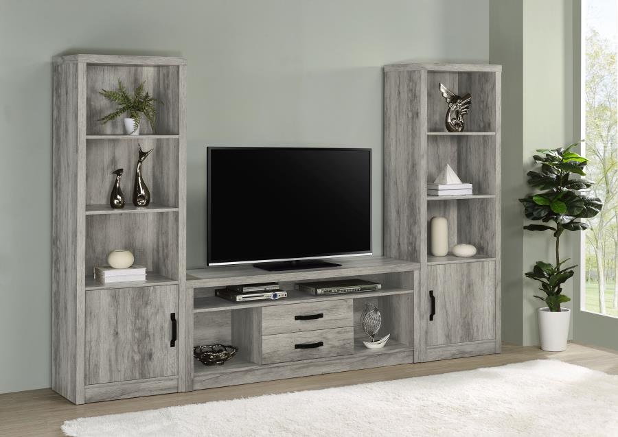 BURKE 3-SHELF ENGINEERED WOOD MEDIA TOWER GREY DRIFTWOOD
