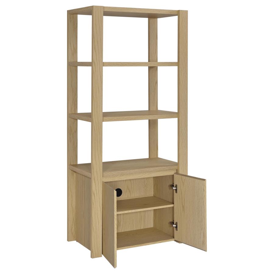 LAURELTON 3-SHELF MEDIA TOWER TALL PIER CABINET LIGHT OAK