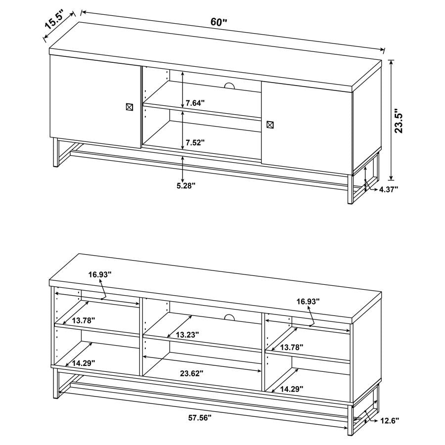 MYLES 2-DOOR ENGINEERED WOOD 60-INCH TV STAND RUSTIC OAK