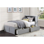 OrionTwin Bookcase Platform Bed with Storage Boxes GREY