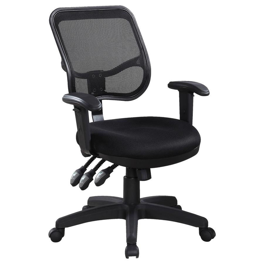 ROLLO UPHOLSTERED ADJUSTABLE ERGONOMIC OFFICE CHAIR BLACK