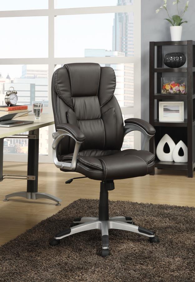 KAFFIR UPHOLSTERED ADJUSTABLE OFFICE DESK CHAIR DARK BROWN