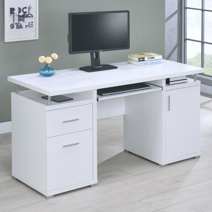 TRACY 55-INCH 2-DRAWER OFFICE COMPUTER DESK WHITE