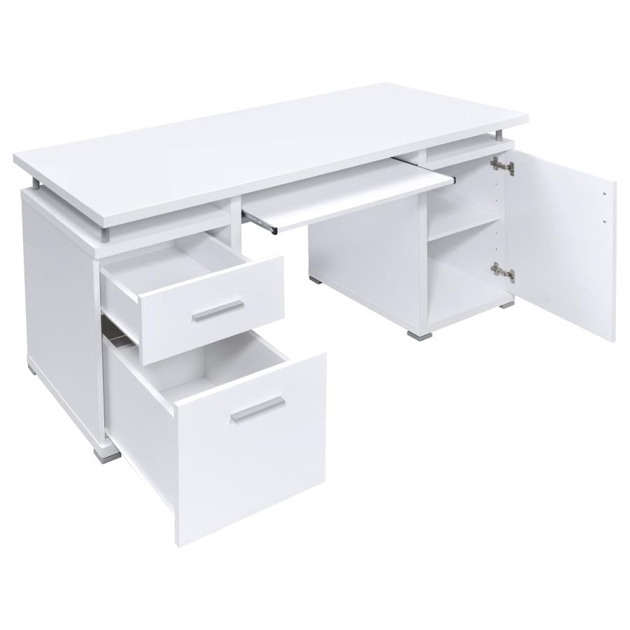 TRACY 55-INCH 2-DRAWER OFFICE COMPUTER DESK WHITE