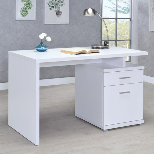 IRVING 47-INCH 2-DRAWER OFFICE COMPUTER DESK WHITE