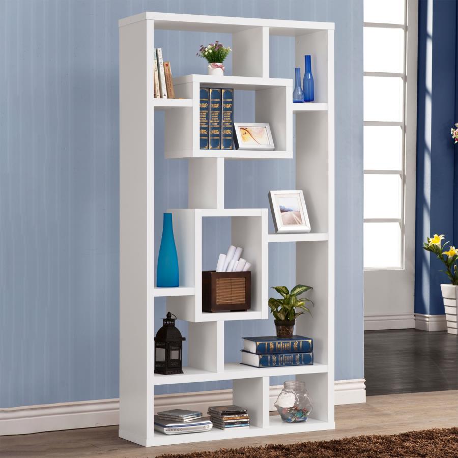 COREY 71-INCH 8-SHELF BOOKSHELF WHITE