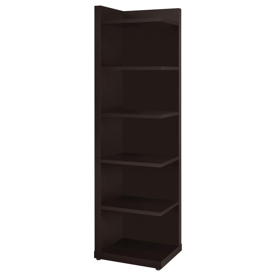 ALDER 71-INCH 6-SHELF CORNER BOOKCASE CAPPUCCINO