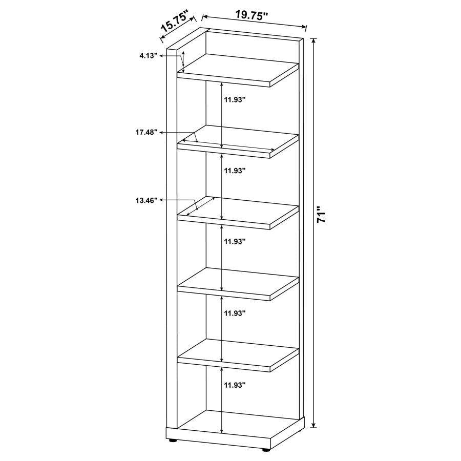 ALDER 71-INCH 6-SHELF CORNER BOOKCASE CAPPUCCINO