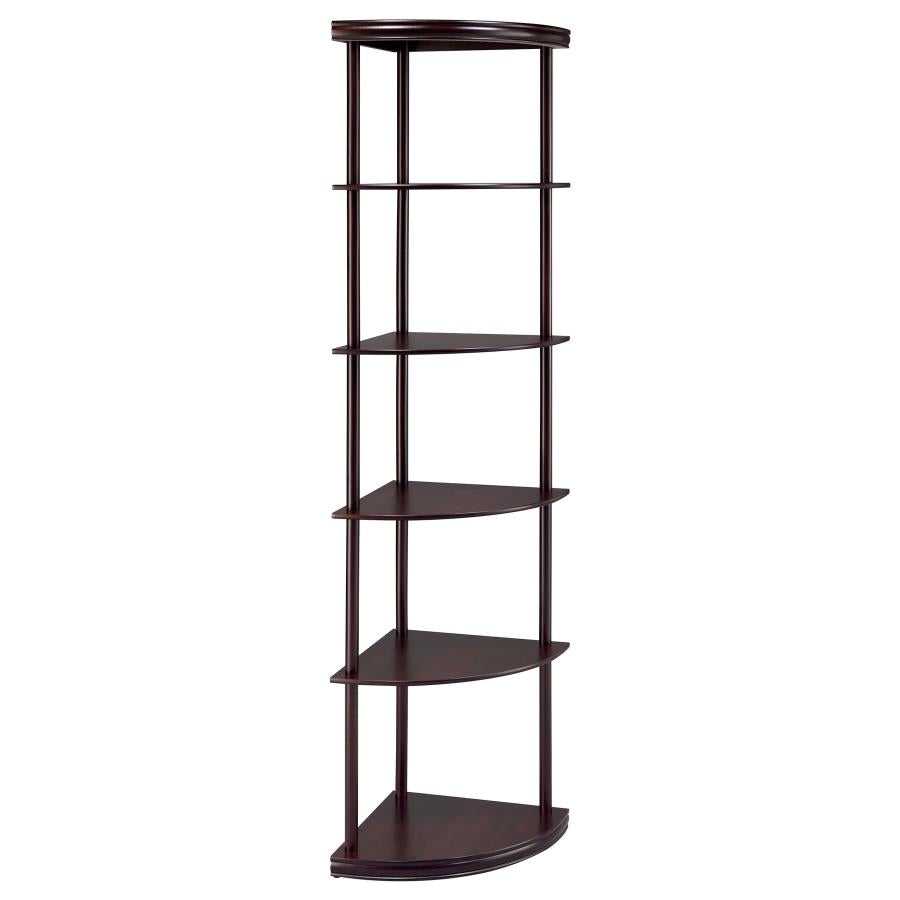 BONWICK 72-INCH 5-SHELF CORNER BOOKSHELF CAPPUCCINO