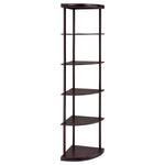 BONWICK 72-INCH 5-SHELF CORNER BOOKSHELF CAPPUCCINO
