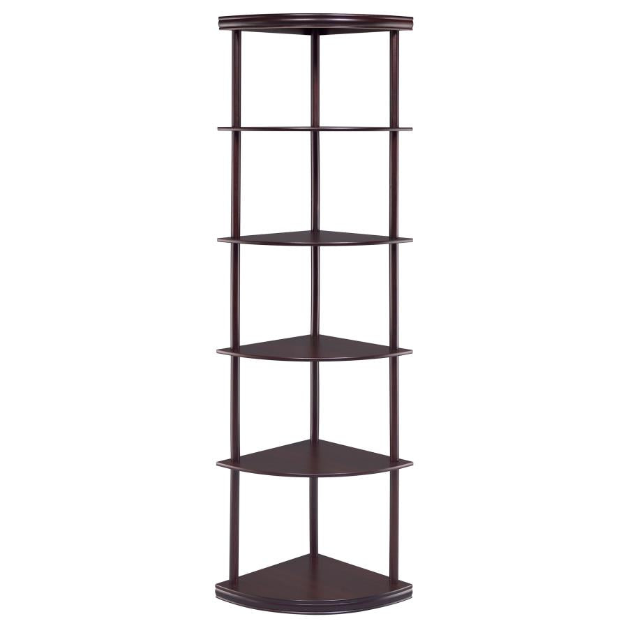 BONWICK 72-INCH 5-SHELF CORNER BOOKSHELF CAPPUCCINO