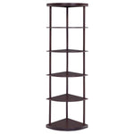 BONWICK 72-INCH 5-SHELF CORNER BOOKSHELF CAPPUCCINO