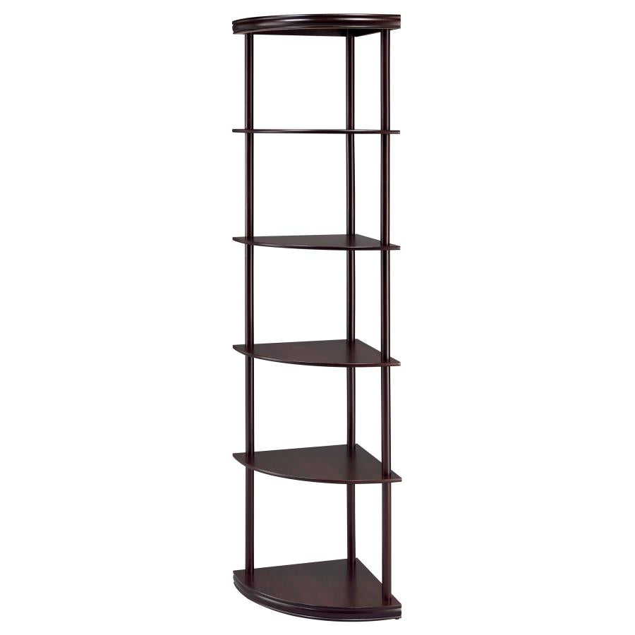 BONWICK 72-INCH 5-SHELF CORNER BOOKSHELF CAPPUCCINO