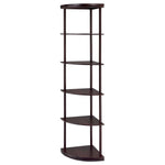 BONWICK 72-INCH 5-SHELF CORNER BOOKSHELF CAPPUCCINO