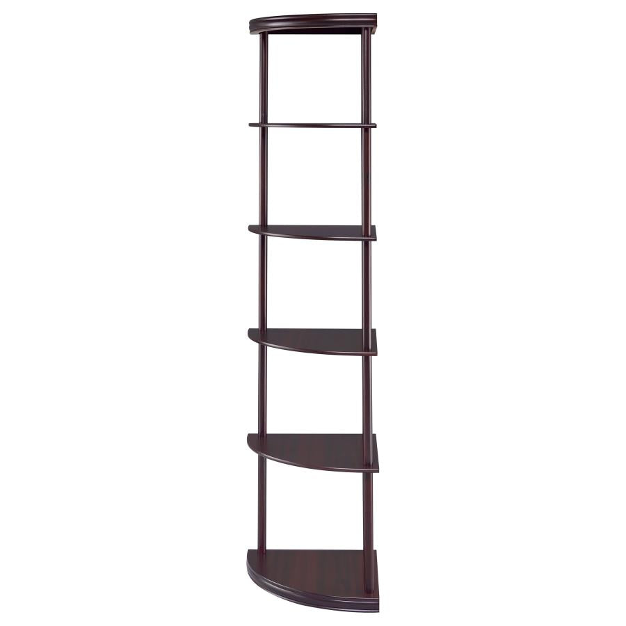 BONWICK 72-INCH 5-SHELF CORNER BOOKSHELF CAPPUCCINO