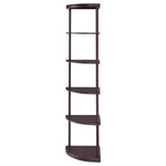 BONWICK 72-INCH 5-SHELF CORNER BOOKSHELF CAPPUCCINO