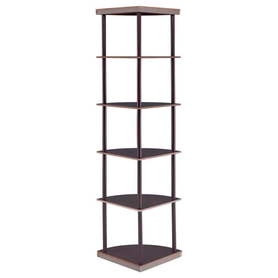 BONWICK 72-INCH 5-SHELF CORNER BOOKSHELF CAPPUCCINO