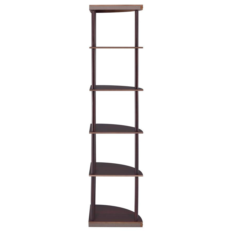BONWICK 72-INCH 5-SHELF CORNER BOOKSHELF CAPPUCCINO