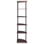 BONWICK 72-INCH 5-SHELF CORNER BOOKSHELF CAPPUCCINO