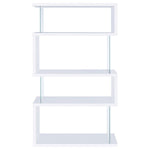 EMELLE 63-INCH 4-SHELF GLASS PANEL BOOKSHELF WHITE
