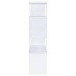 EMELLE 63-INCH 4-SHELF GLASS PANEL BOOKSHELF WHITE