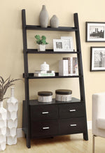 COLELLA 72-INCH 5-SHELF STORAGE LADDER BOOKSHELF CAPPUCCINO