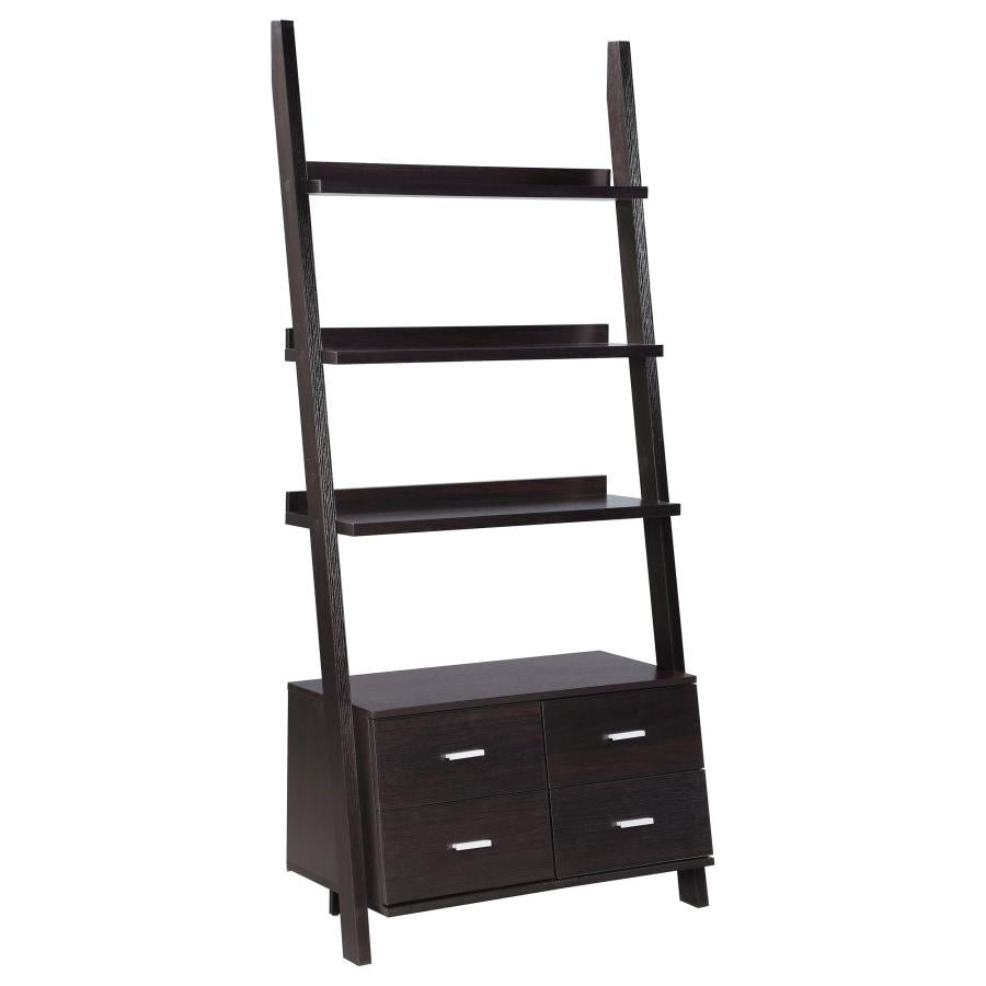 COLELLA 72-INCH 5-SHELF STORAGE LADDER BOOKSHELF CAPPUCCINO