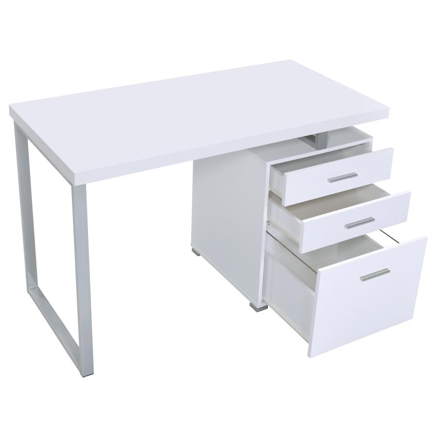 BRENNAN 47-INCH 3-DRAWER OFFICE COMPUTER DESK WHITE