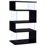 EMELLE 63-INCH 4-SHELF GLASS PANEL BOOKSHELF BLACK