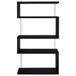 EMELLE 63-INCH 4-SHELF GLASS PANEL BOOKSHELF BLACK