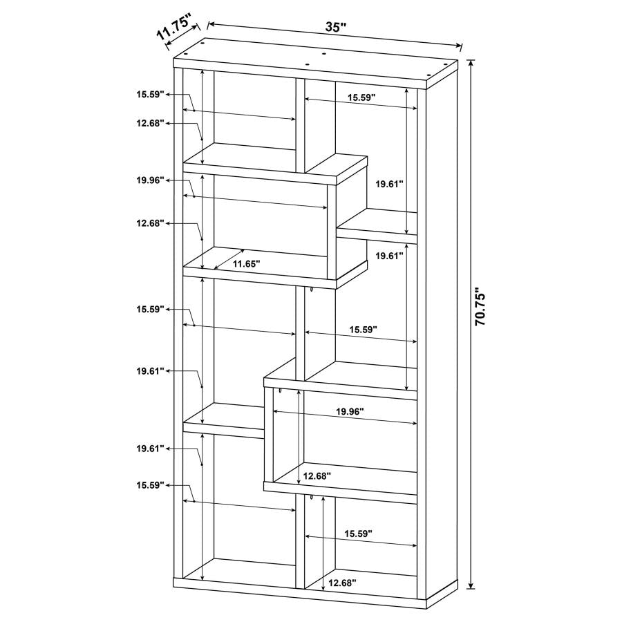 THEO 71-INCH 6-SHELF BOOKSHELF WEATHERED GREY