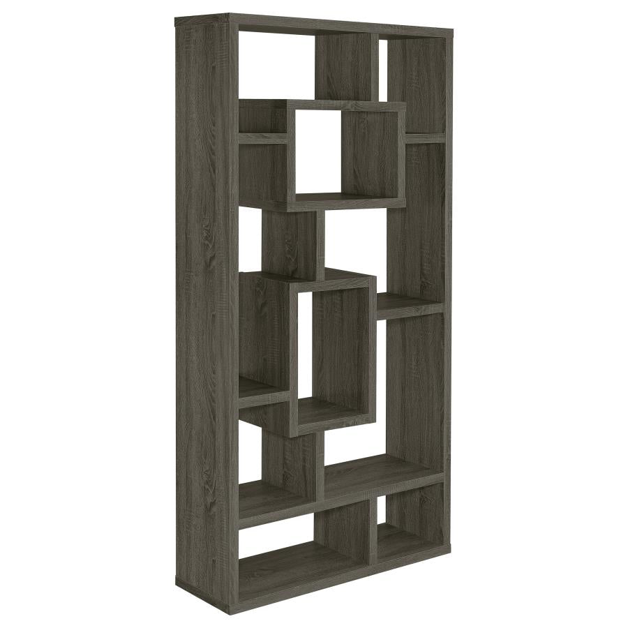 COREY 71-INCH 8-SHELF BOOKSHELF WEATHERED GREY