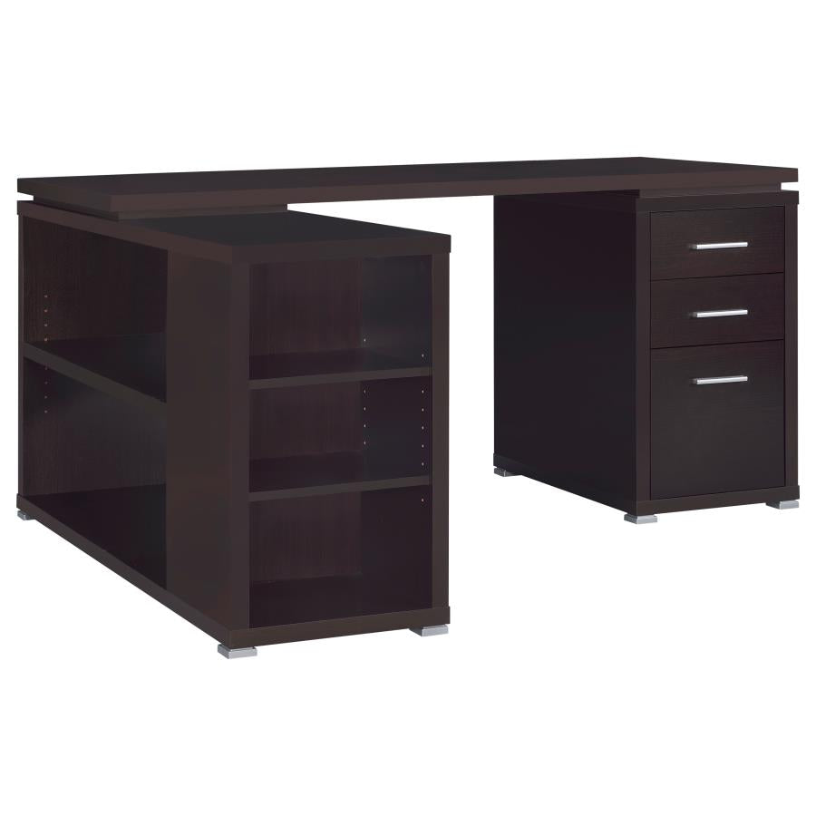 YVETTE 60-INCH 3-DRAWER L-SHAPE COMPUTER DESK CAPPUCCINO
