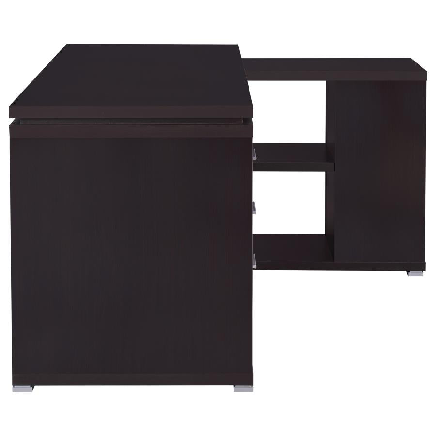 YVETTE 60-INCH 3-DRAWER L-SHAPE COMPUTER DESK CAPPUCCINO