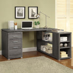 YVETTE 60-INCH 3-DRAWER L-SHAPE COMPUTER DESK WEATHERED GREY