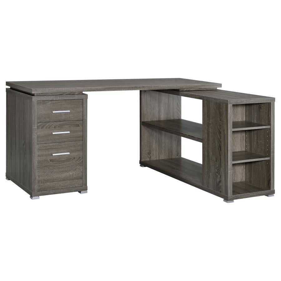 YVETTE 60-INCH 3-DRAWER L-SHAPE COMPUTER DESK WEATHERED GREY