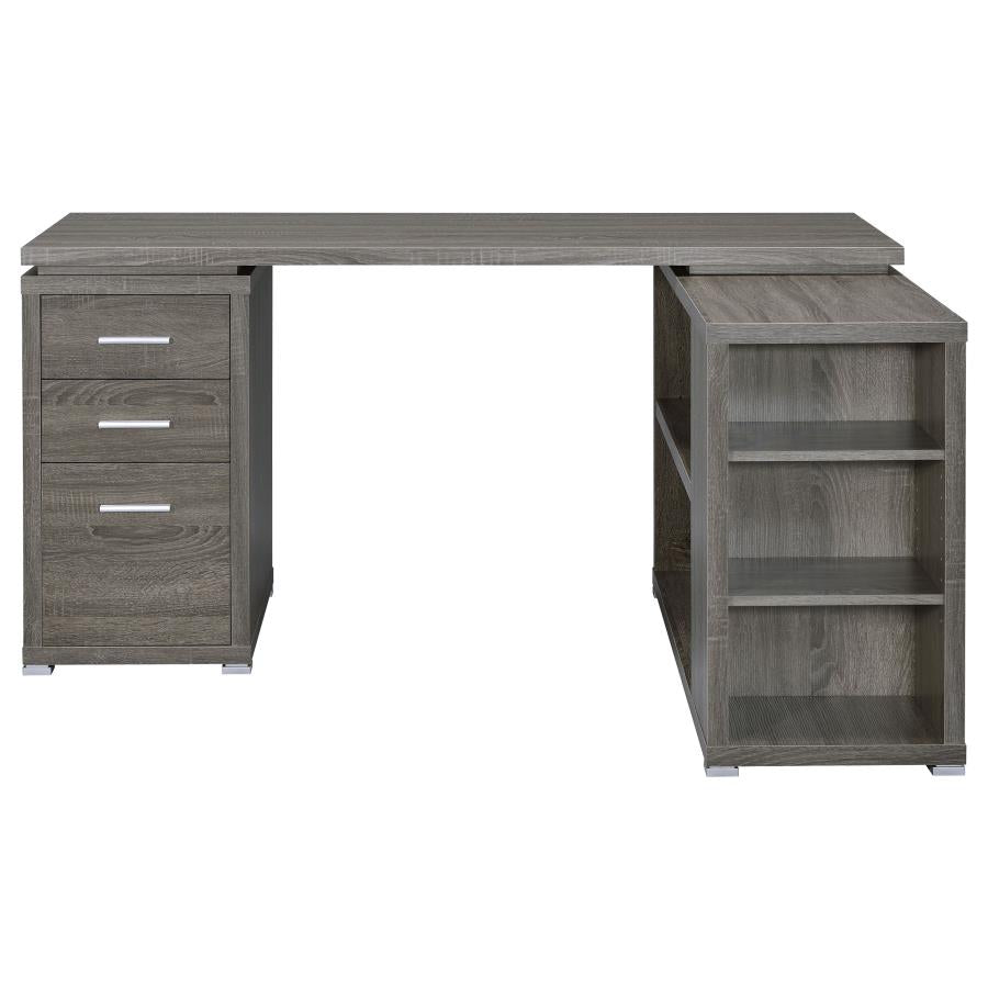 YVETTE 60-INCH 3-DRAWER L-SHAPE COMPUTER DESK WEATHERED GREY