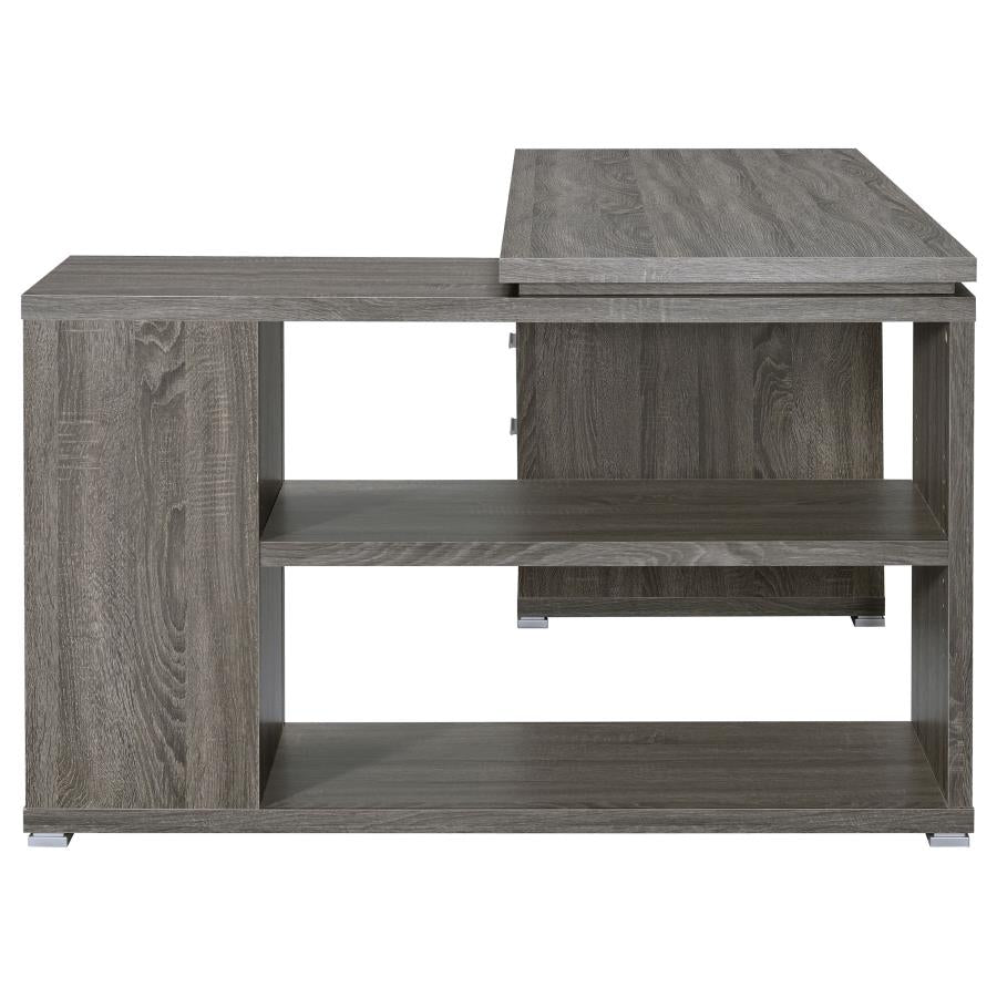YVETTE 60-INCH 3-DRAWER L-SHAPE COMPUTER DESK WEATHERED GREY