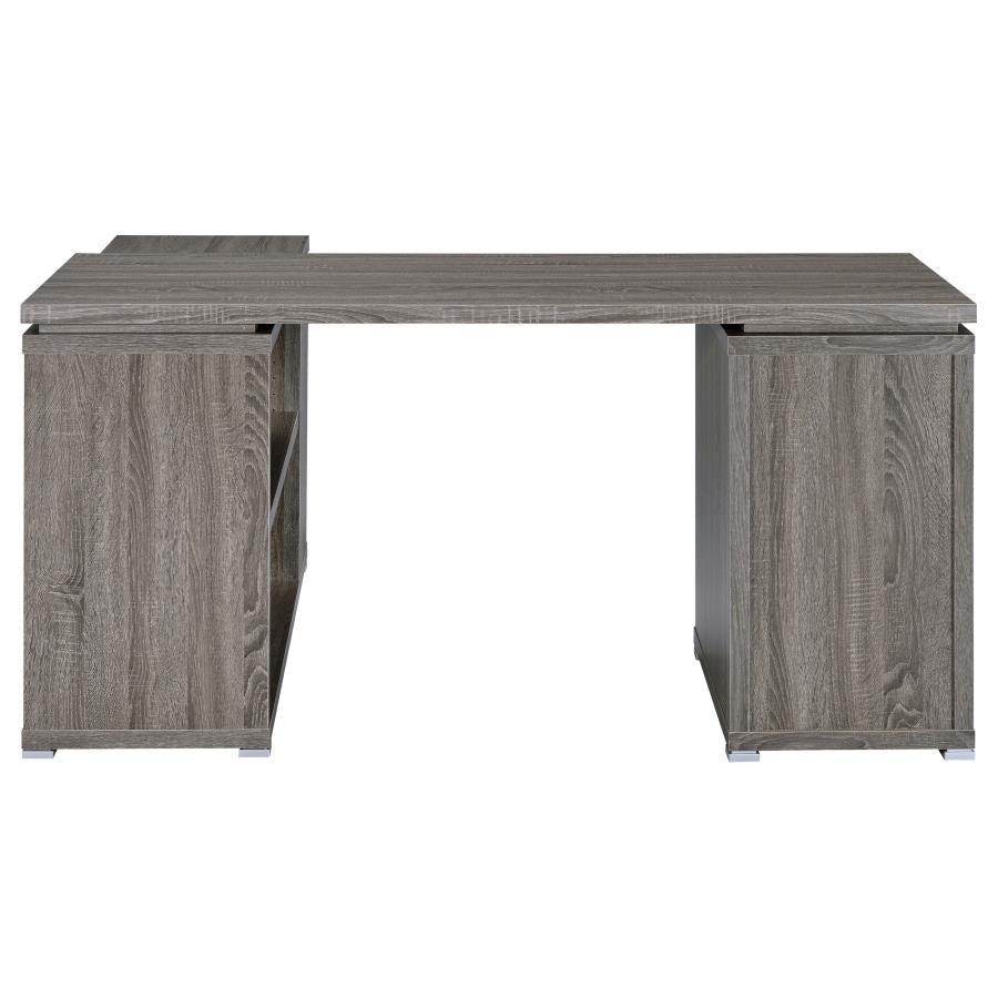 YVETTE 60-INCH 3-DRAWER L-SHAPE COMPUTER DESK WEATHERED GREY