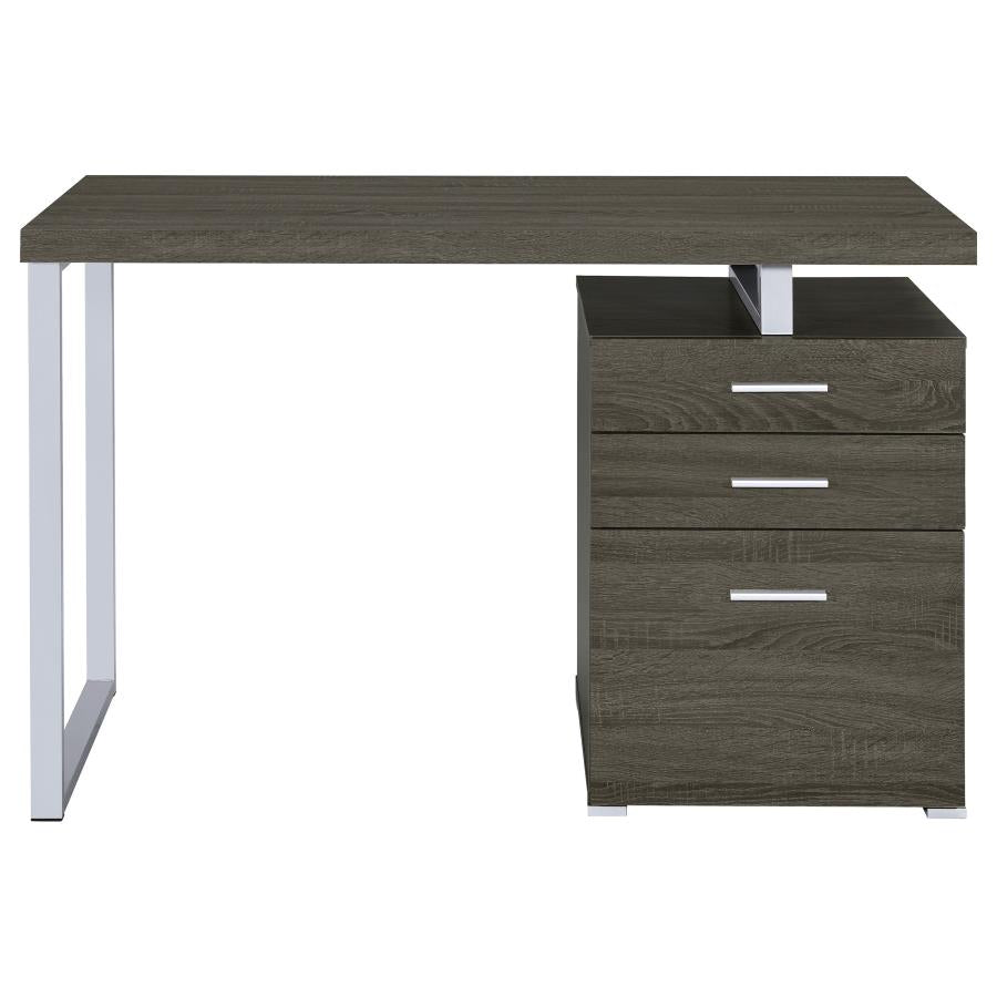 BRENNAN 47-INCH 3-DRAWER OFFICE COMPUTER DESK WEATHERED GREY
