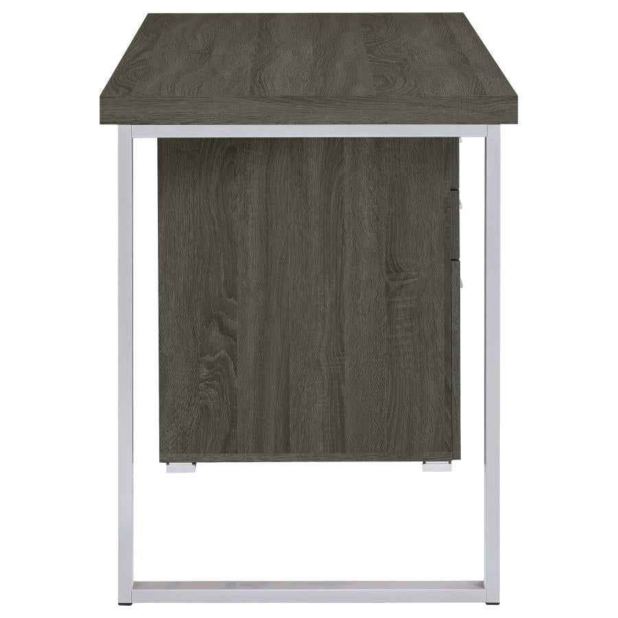 BRENNAN 47-INCH 3-DRAWER OFFICE COMPUTER DESK WEATHERED GREY