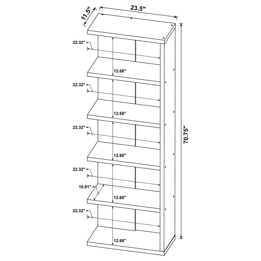 HARRISON 71-INCH 5-SHELF BOOKSHELF WEATHERED GREY